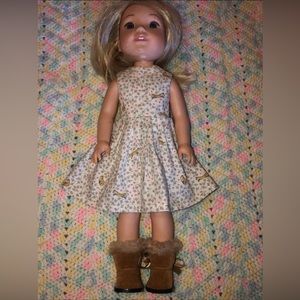American Girl Wellie Wisher doll dress handmade and boots